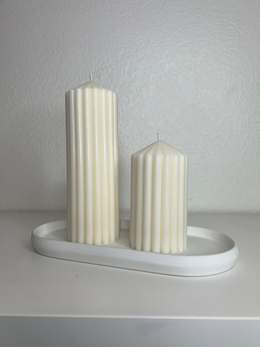 Ribbed Pillar Candle